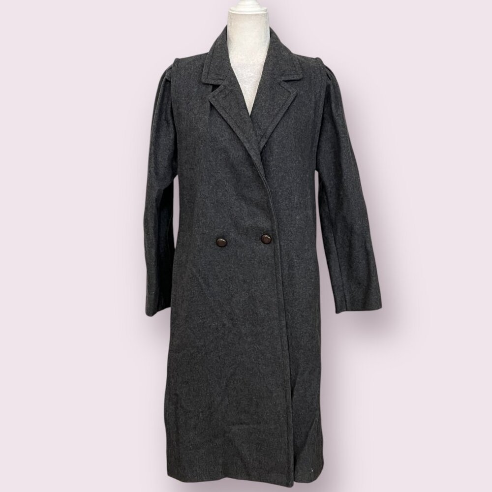 Vintage Miss New Yorker Gray Wool Peacoat Women Sz 8 Double Breasted Long Coat 8